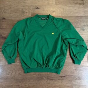 Masters Collection Mens XL Green V-Neck Windshirt Golf Pullover Microfiber Logo